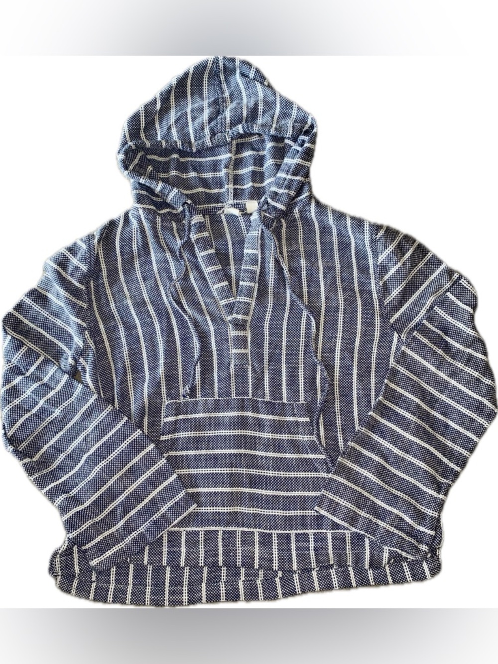 Roxy Blue and White Striped Hooded Sweater